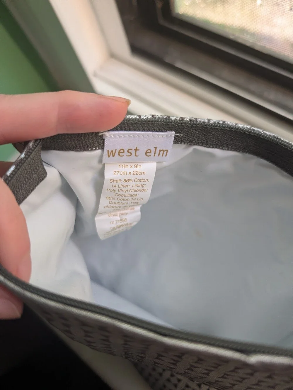 West Elm Silver Geometric Zip Pouch